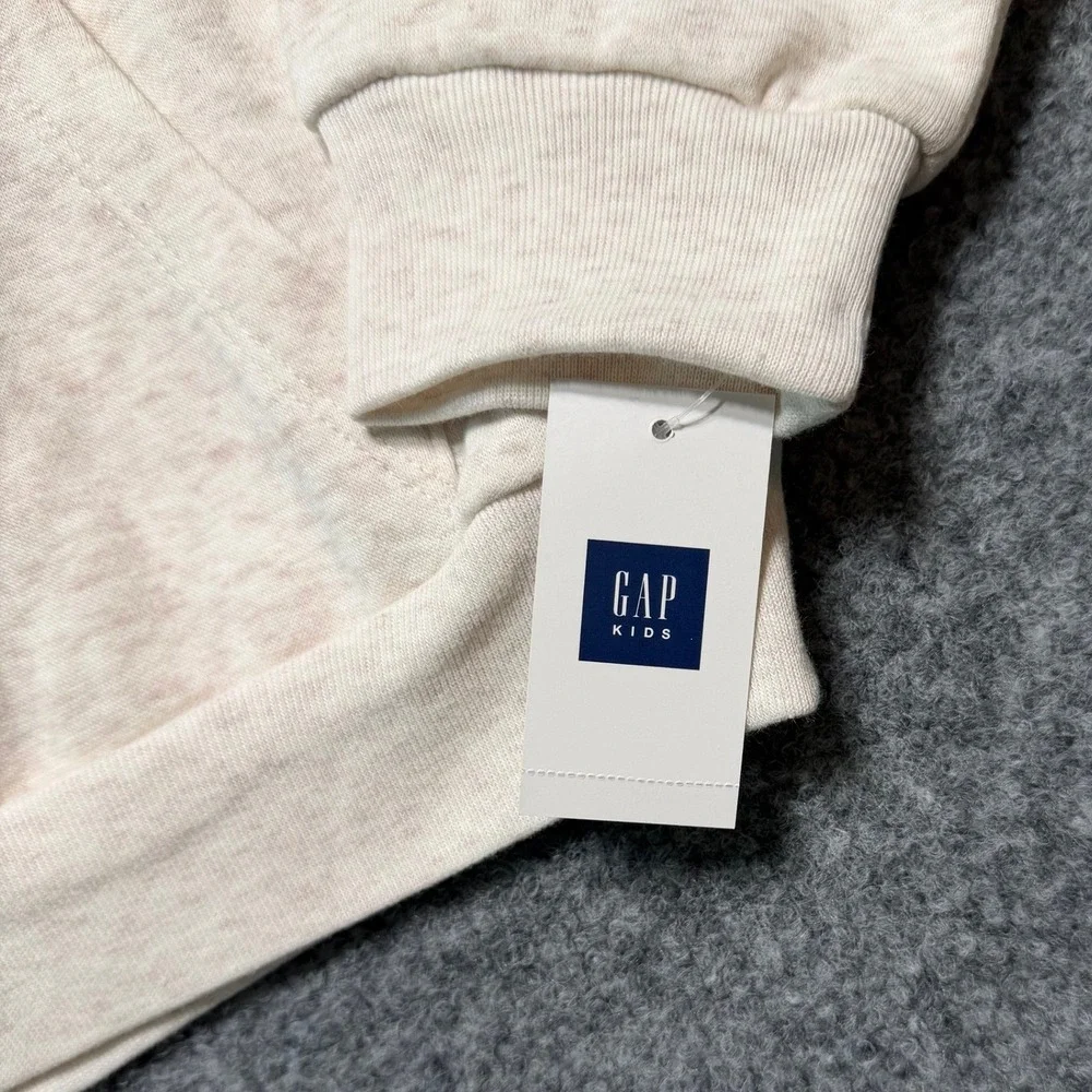 GAP KIDS Girls Logo Hoodie Sweatshirt Beige Pink Size 7 NWT